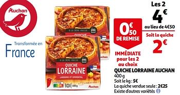 Promotions Quiche lorraine auchan - Produit Maison - Auchan Ronq - Valide de 14/04/2021 à 20/04/2021 chez Auchan Ronq