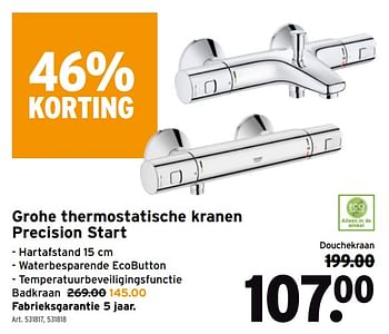 Promoties Grohe thermostatische kranen precision start - Grohe - Geldig van 14/04/2021 tot 27/04/2021 bij Gamma