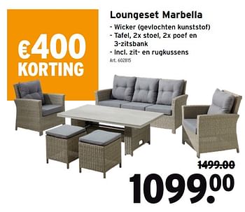 Promoties Loungeset marbella - Huismerk - Gamma - Geldig van 14/04/2021 tot 27/04/2021 bij Gamma
