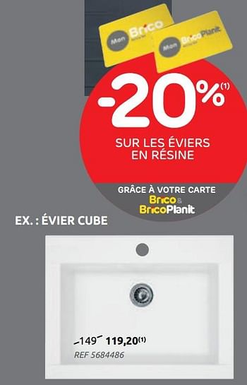 Promotions Évier cube - Produit maison - Brico - Valide de 14/04/2021 à 26/04/2021 chez Brico