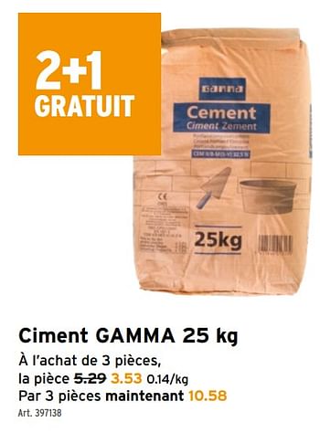 Promotions Ciment gamma - Gamma - Valide de 14/04/2021 à 27/04/2021 chez Gamma