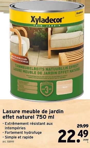 Promotions Lasure meuble de jardin effet naturel - Xyladecor - Valide de 14/04/2021 à 27/04/2021 chez Gamma