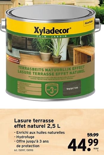 Promotions Lasure terrasse effet naturel - Xyladecor - Valide de 14/04/2021 à 27/04/2021 chez Gamma