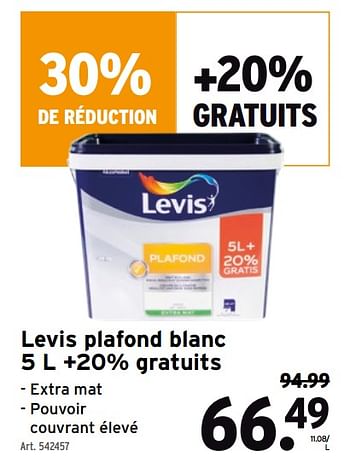 Promotions Levis plafond blanc +20% gratuits - Levis - Valide de 14/04/2021 à 27/04/2021 chez Gamma