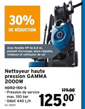 Promotions Nettoyeur haute pression gamma 2000w hdr2-150-s - Gamma - Valide de 14/04/2021 à 27/04/2021 chez Gamma