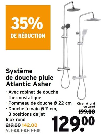 Promotions Système de douche pluie atlantic asher - Atlantic - Valide de 14/04/2021 à 27/04/2021 chez Gamma