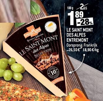 Promoties Le saint mont des alpes entremont - Entre Mont - Geldig van 14/04/2021 tot 27/04/2021 bij Match