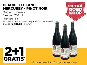 Promoties Claude leblanc mercurey - pinot noir - Rode wijnen - Geldig van 14/04/2021 tot 20/04/2021 bij Jumbo