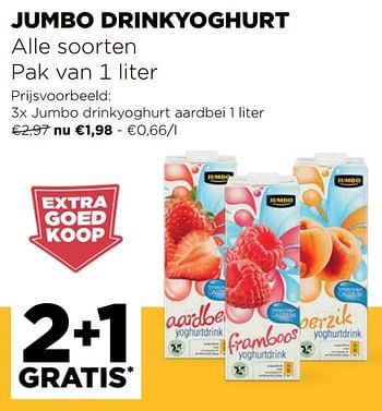 Promoties Jumbo drinkyoghurt aardbei - Huismerk - Jumbo - Geldig van 14/04/2021 tot 20/04/2021 bij Jumbo