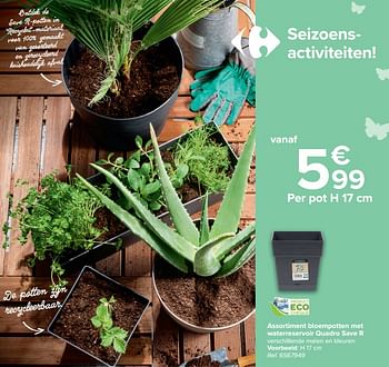 Promoties Assortiment bloempotten met waterreservoir quadro save r - Huismerk - Carrefour  - Geldig van 14/04/2021 tot 26/04/2021 bij Carrefour