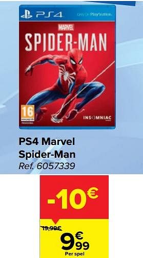 Promoties Ps4 marvel spider-man - Insomniac Games - Geldig van 14/04/2021 tot 26/04/2021 bij Carrefour