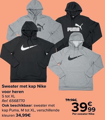 Promoties Sweater met kap nike voor heren - NIKE - Geldig van 14/04/2021 tot 26/04/2021 bij Carrefour