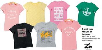 Promoties T-shirt voor meisjes of jongens - Huismerk - Carrefour  - Geldig van 14/04/2021 tot 26/04/2021 bij Carrefour