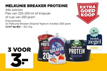 Promotions Melkunie breaker original yoghurt aardbei - Melkunie - Valide de 21/04/2021 à 27/04/2021 chez Jumbo