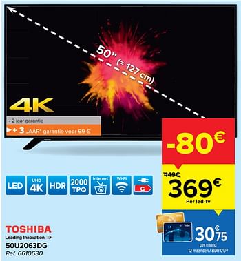 Promoties Toshiba 50u2063dg - Toshiba - Geldig van 14/04/2021 tot 26/04/2021 bij Carrefour