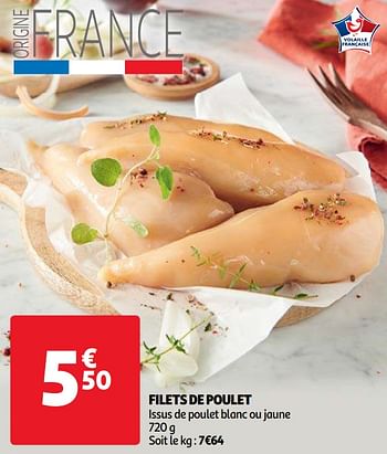 Promotions Filets de poulet - Produit Maison - Auchan Ronq - Valide de 14/04/2021 à 20/04/2021 chez Auchan Ronq
