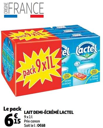 Promotions Lait demi-écrémé lactel - Lactel - Valide de 14/04/2021 à 20/04/2021 chez Auchan Ronq