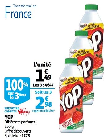 Promotions Yop - Yoplait - Valide de 14/04/2021 à 20/04/2021 chez Auchan Ronq