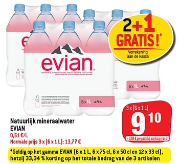 Promotions Natuurlijk mineraalwater evian - Evian - Valide de 14/04/2021 à 27/04/2021 chez Match