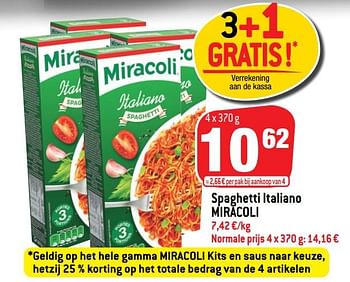 Promoties Spaghetti italiano miracoli - Miracoli - Geldig van 14/04/2021 tot 27/04/2021 bij Match