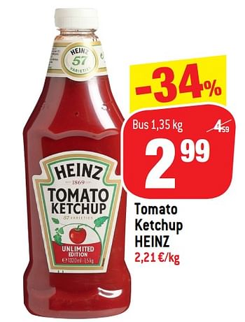 Promoties Tomato ketchup heinz - Heinz - Geldig van 14/04/2021 tot 27/04/2021 bij Match