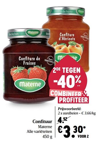 Promoties Confituur materne aardbeien - Materne - Geldig van 15/04/2021 tot 21/04/2021 bij Delhaize