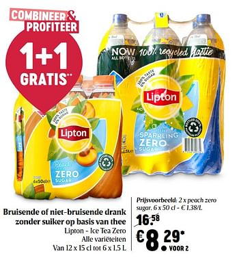 Promoties Lipton - ice tea peach zero sugar - Lipton - Geldig van 15/04/2021 tot 21/04/2021 bij Delhaize