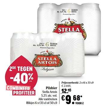Promoties Pilsbier stella artois - Stella Artois - Geldig van 15/04/2021 tot 21/04/2021 bij Delhaize