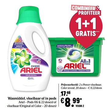Promoties Ariel power vloeibaar, color reveal - Ariel - Geldig van 15/04/2021 tot 21/04/2021 bij Delhaize