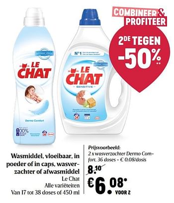 Promoties Le chat wasverzachter dermo comfort - Le Chat - Geldig van 15/04/2021 tot 21/04/2021 bij Delhaize