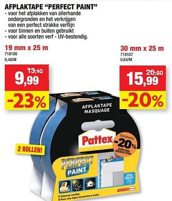 Promoties Afplaktape perfect paint - Pattex - Geldig van 14/04/2021 tot 25/04/2021 bij Hubo