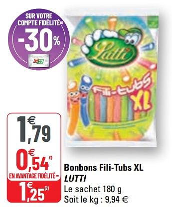 Promotions Bonbons fili-tubs xl lutti - Lutti - Valide de 14/04/2021 à 25/04/2021 chez G20