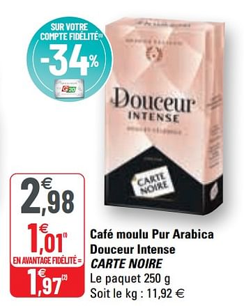 Promotions Café moulu pur arabica douceur intense carte noire - CarteNoire - Valide de 14/04/2021 à 25/04/2021 chez G20