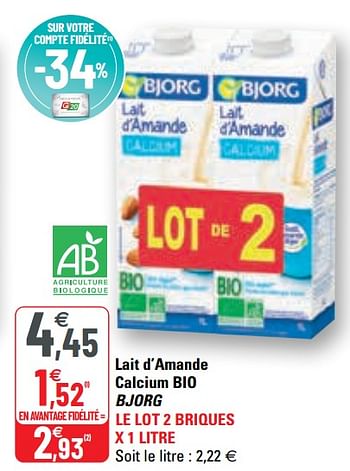 Promotions Lait d`amande calcium bio bjorg - Bjorg - Valide de 14/04/2021 à 25/04/2021 chez G20