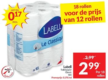 Promoties Labell toiletpapier classic wit - Labell - Geldig van 20/04/2021 tot 25/04/2021 bij Intermarche