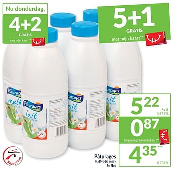 Promoties Pâturages halfvolle melk ln fles - Huismerk - Intermarche - Geldig van 20/04/2021 tot 25/04/2021 bij Intermarche