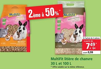 Promoties Multifit litière de chanvre - Multifit - Geldig van 21/04/2021 tot 24/04/2021 bij Maxi Zoo