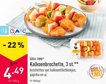 Promoties Kalkoenbrochette - GRILL TIME - Geldig van 19/04/2021 tot 30/04/2021 bij Aldi