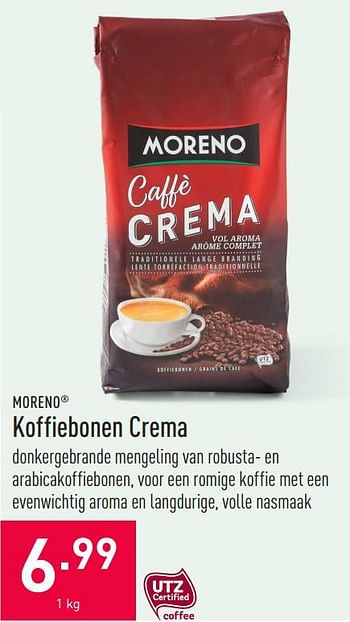 Promoties Koffiebonen crema - Moreno - Geldig van 21/04/2021 tot 30/04/2021 bij Aldi