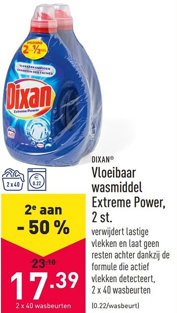 Promoties Vloeibaar wasmiddel extreme power - Dixan - Geldig van 23/04/2021 tot 30/04/2021 bij Aldi