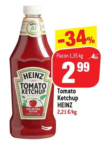 Promotions Tomato ketchup heinz - Heinz - Valide de 14/04/2021 à 27/04/2021 chez Match