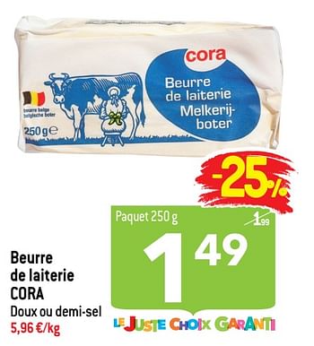 Promotions Beurre de laiterie cora - Produit maison - Match - Valide de 14/04/2021 à 27/04/2021 chez Match