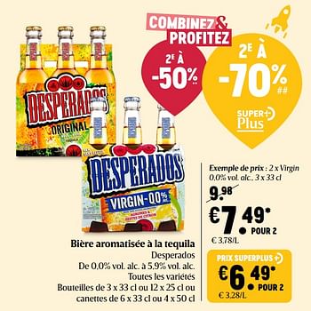 Promotions Bière aromatisée à la tequila desperados - Desperados - Valide de 15/04/2021 à 21/04/2021 chez Delhaize