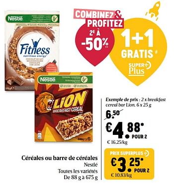 Promotions Nestlé breakfast cereal bar lion - Nestlé - Valide de 15/04/2021 à 21/04/2021 chez Delhaize
