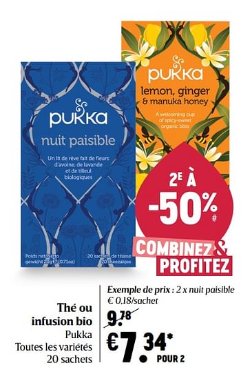 Promotions Thé ou infusion bio pukka - Pukka - Valide de 15/04/2021 à 21/04/2021 chez Delhaize
