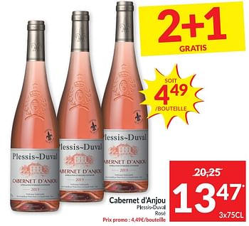 Promotions Cabernet d`anjou plessis-duval rosé - Vins rosé - Valide de 20/04/2021 à 25/04/2021 chez Intermarche