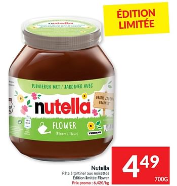 Promotions Nutella pâte à tartiner aux noisettes édition limitée flower - Nutella - Valide de 20/04/2021 à 25/04/2021 chez Intermarche