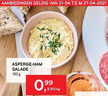 Promotions Asperge-ham salade - Produit maison - Alvo - Valide de 21/04/2021 à 27/04/2021 chez Alvo