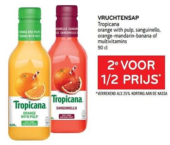 Promoties 2e voor 1-2 prijs vruchtensap tropicana - Tropicana - Geldig van 21/04/2021 tot 04/05/2021 bij Alvo