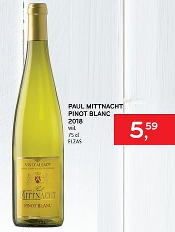 Promoties Paul mittnacht pinot blanc 2018 wit - Witte wijnen - Geldig van 21/04/2021 tot 04/05/2021 bij Alvo